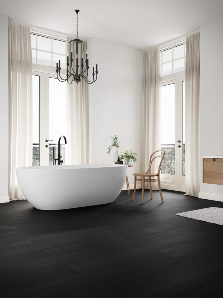 Un sol rigide clipsable effet bois noir